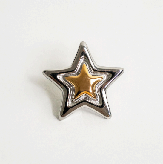 Aretes estrellita doble bi color